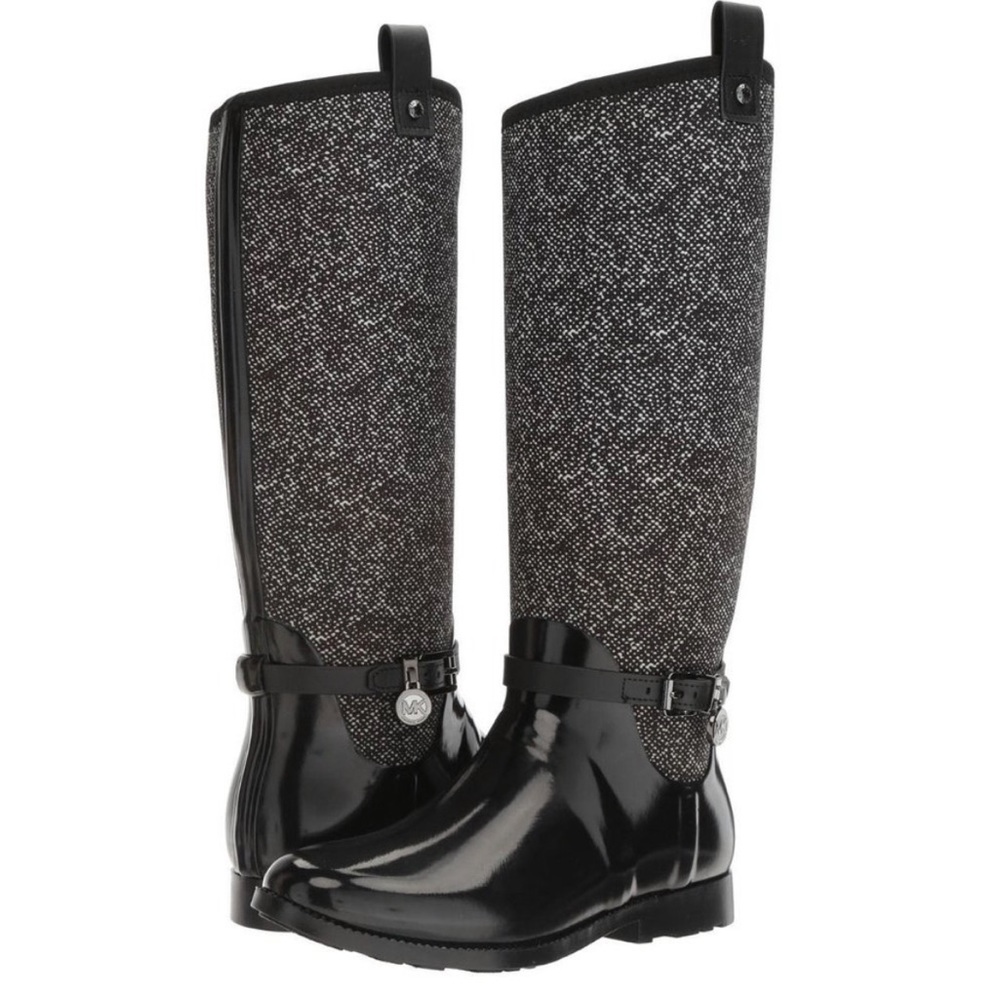 Michael Kors MK Charm black and white Rain boots Size 9